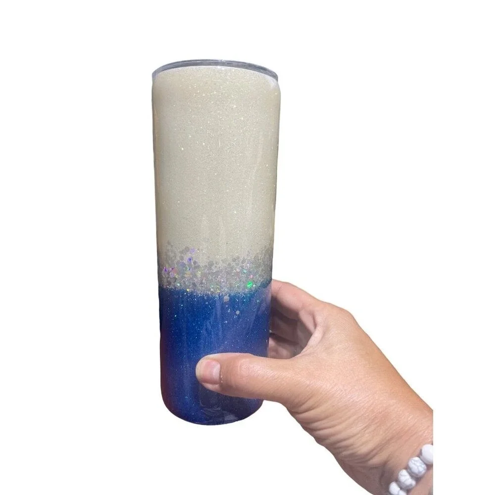 Cowboys Glitter Tumbler With Lid 20 oz Stainless Steel Insulated Cup